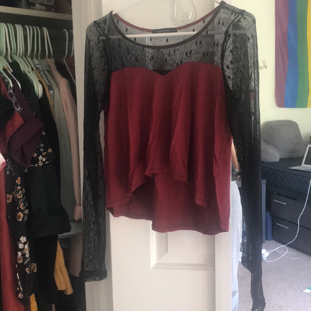 sheer arm flowy high low crop top